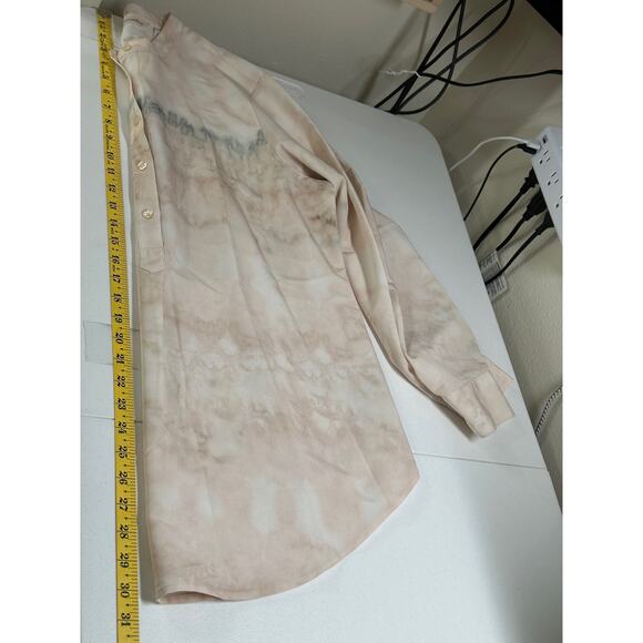 Soft Surroundings Top Women Large Tan Tunic Sheer Artsy Watercolor Boho Travel - Picture 10 of 10